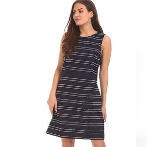 Tommy hilfiger‎ Striped Sleeveless Sheath Dress with Overlay Front Navy Size 18